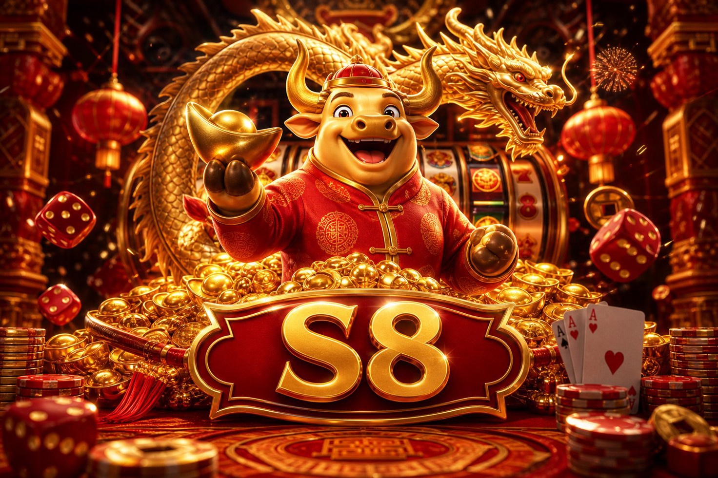 Giao diện trò chơi Gates of Olympus trên cổng S8 với tông màu xanh và vàng